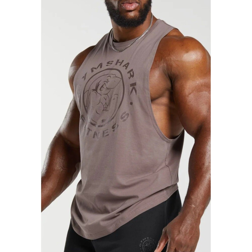 Gymshark Shirt Mens Medium Washed Mauve Tank Top  Shark Graphic Sleeveless